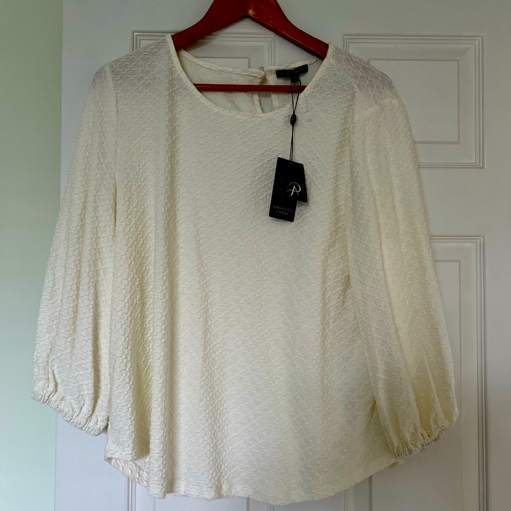 NWT Adrianna Papell Textured Ivory Top Sz XL